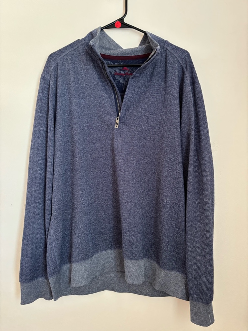 Tommy Bahama Men's Zip-Up Pullover Sweater in Heather Blue